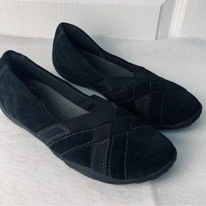 Clarks Collection Black Flats Comfort Cushioned Shoes
